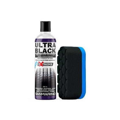 BRILLANT PLASTIQUE ET PNEUMATIQUE ULTRA BLACK 250mL + ÉPONGE TECHNIQUE